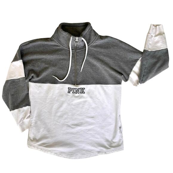 Victoria Secret Y2K PINK Sweatshirt Womens Small Gray White Pullover Relaxed Fit - Picture 1 of 11